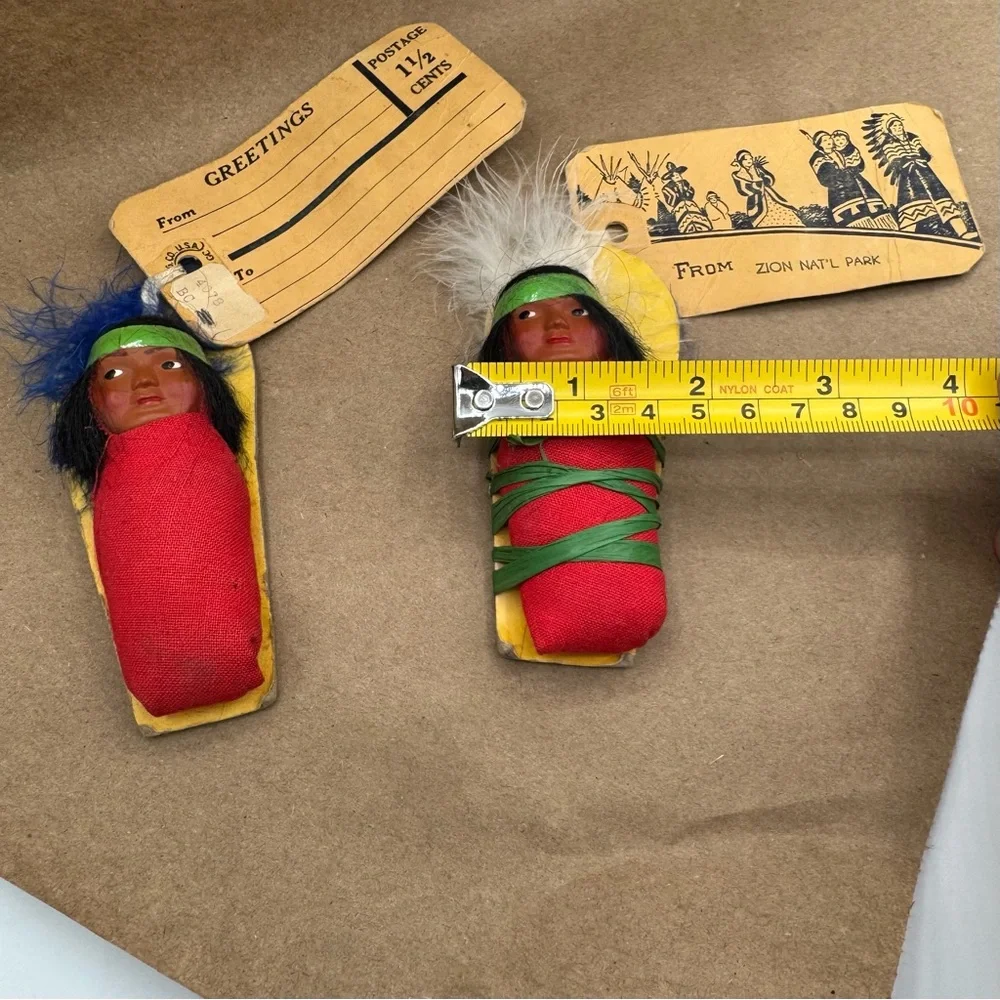 Vintage Zion National Park Souvenir Papoose Dolls Mid-Century Americana Set of 2